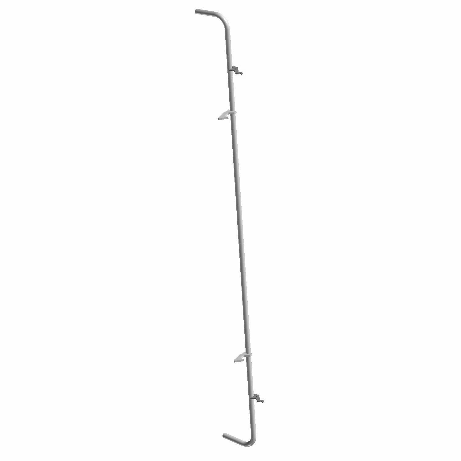 Matte black metal box latch with curved hooks on both ends and middle attachment points.