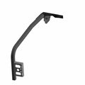 Black metal floor support bracket with angular design and mounting holes for Polaris UTV.