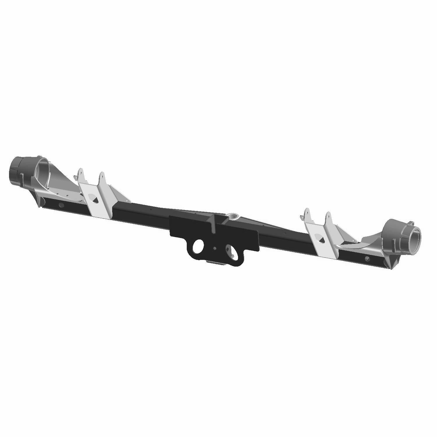 Matte black rear axle brace with silver mounting brackets for offroad UTVs.