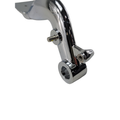 Chrome brake pedal lever with smooth rounded edges and mounting hardware hole.