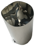 Polished silver Indian motorcycle fork tube cover with a tapered cylindrical shape and mounting hardware.