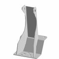 Gray metal rear mount bumper bracket with multiple mounting holes and angular design.