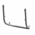 Gloss black curved metal trunk bumper with mounting brackets for motorcycle rear protection.