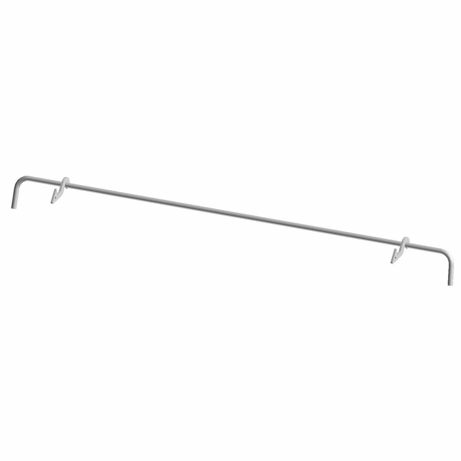 Matte black welded metal latch bar with bent hooks on both ends for HVAC box securing.