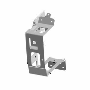 Gray metal ABS mount bracket with multiple mounting holes and angular design.