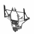 Matte black welded tubular steel main frame with mounting points and reinforcement braces for Polaris General 1000 UTV.