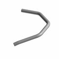 Black metal highway crash bar with angular bends for motorcycle left side mount.