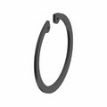 Black steel circular snap ring with open ends designed for secure fastening.