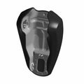 Glossy pearl white motorcycle fuel tank with black underside, contoured shape for Indian Scout Sixty.