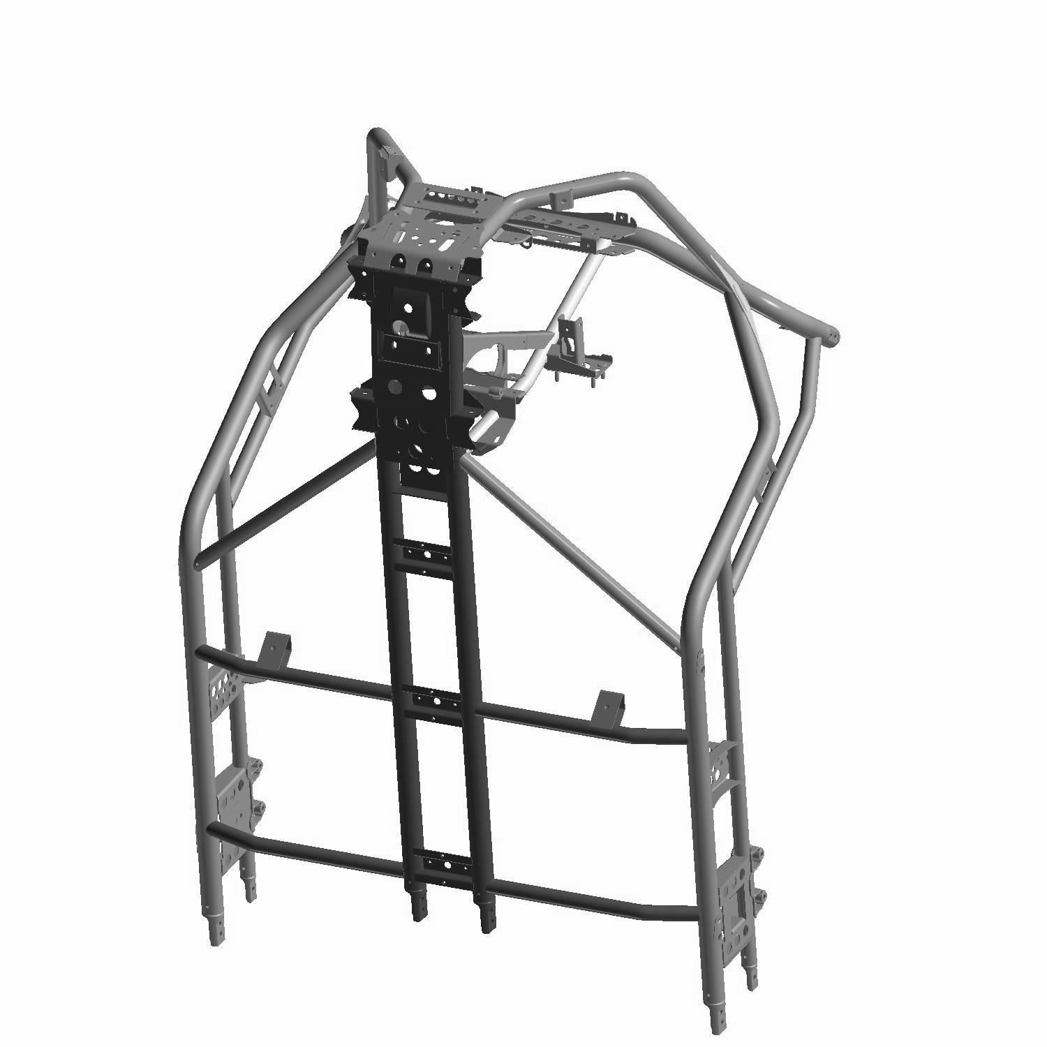 Black and silver metal front main frame for Polaris RZR S4 1000 UTV with mounting brackets and reinforced structure.