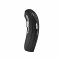 Matte black curved motorcycle front fender with silver mounting brackets and sleek streamlined design.