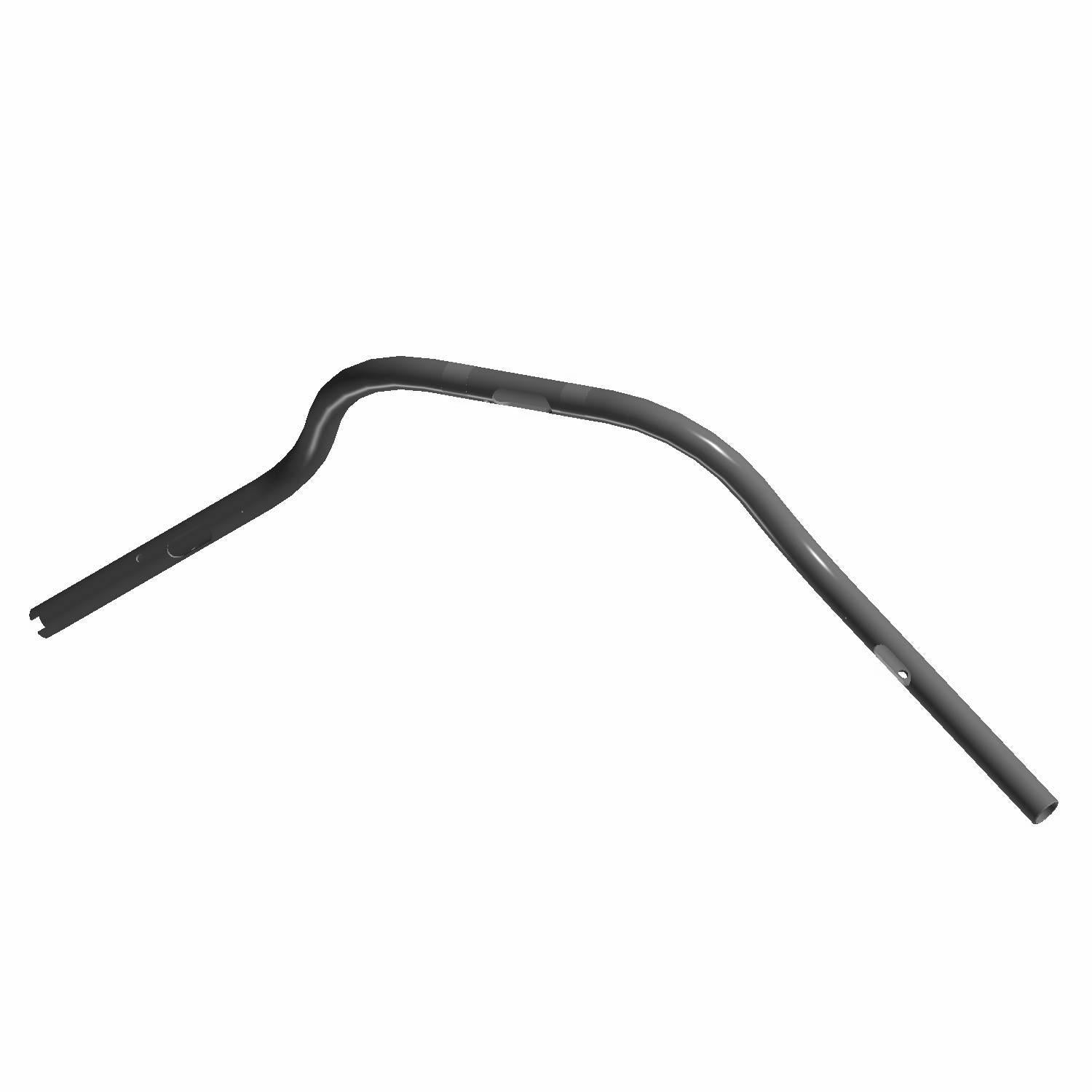 The Handlebar Black by Polaris is a metal pipe with a curved bend and holes at both ends, compatible with Indian motorcycle Polaris parts, shown on a white background.