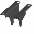 Black metal pedal mount bracket with two attached arms, featuring multiple mounting holes and a durable coated finish.