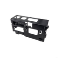 A black metal Battery Box Ecoat by Polaris, featuring multiple port cutouts and a finish similar to OEM Indian Polaris parts, is photographed on a white background.