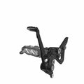 Black metal driver foot control mount with pedal and mounting bracket for right side.
