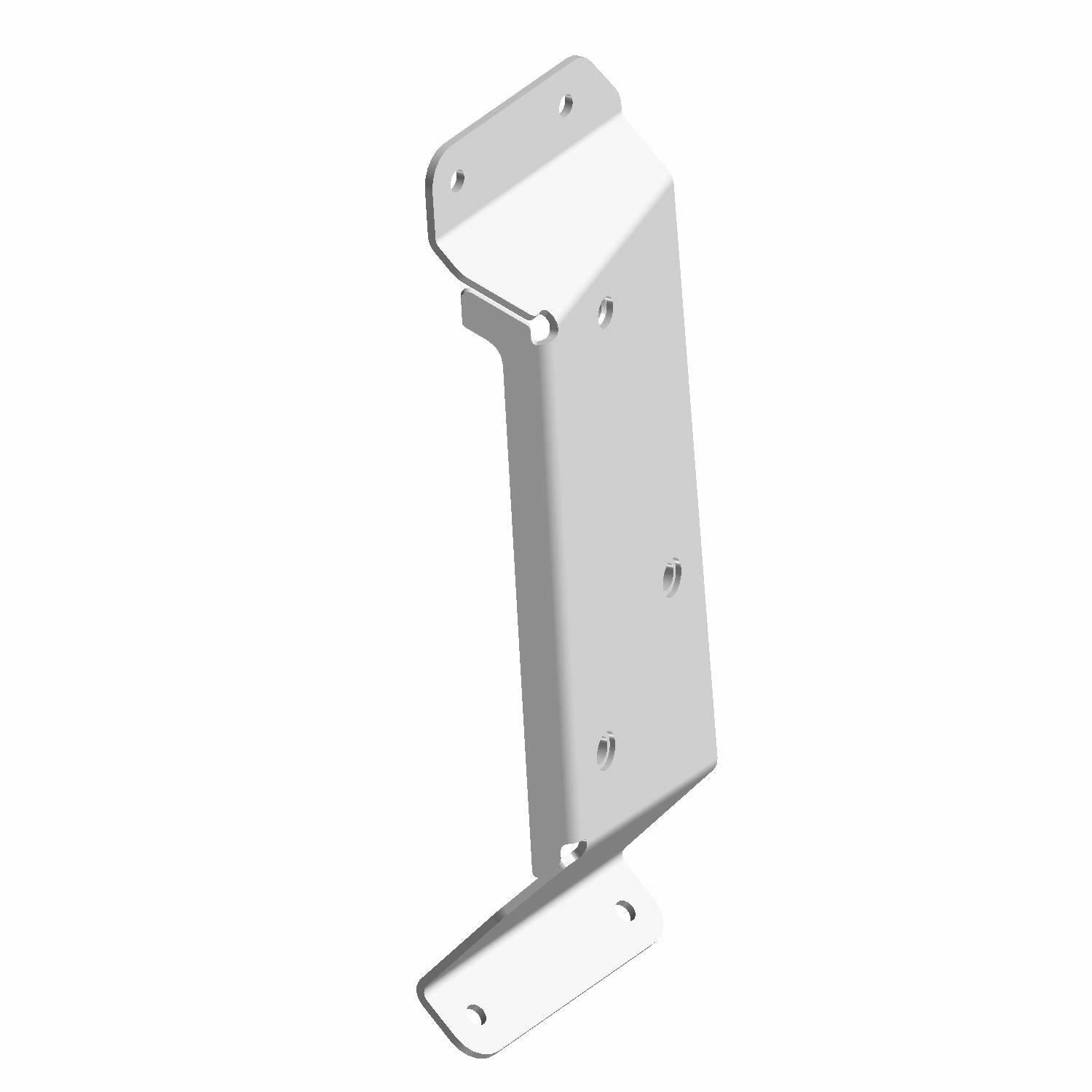 Black metal right seat mount bracket for Polaris UTV with multiple mounting holes.