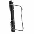 Matte black metal seat base frame with mounting brackets and curved support bar.