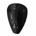Glossy black fuel tank with angular mounting plate and smooth aerodynamic shape designed for cruiser motorcycles.