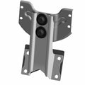 Gray metal tank mount bracket with two black rubber grommets and multiple mounting holes.