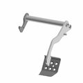 Silver metal brake pedal with a rectangular perforated footpad and an angled mounting arm.