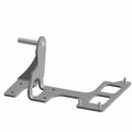 Black metal pedal mount bracket with bolt hole and integrated retention clip.