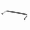 Silver metal strap bracket with two mounting holes, curved to fit fuel tank shape.