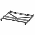 Matte black metal cab frame rear with angular support bars and mounting brackets.