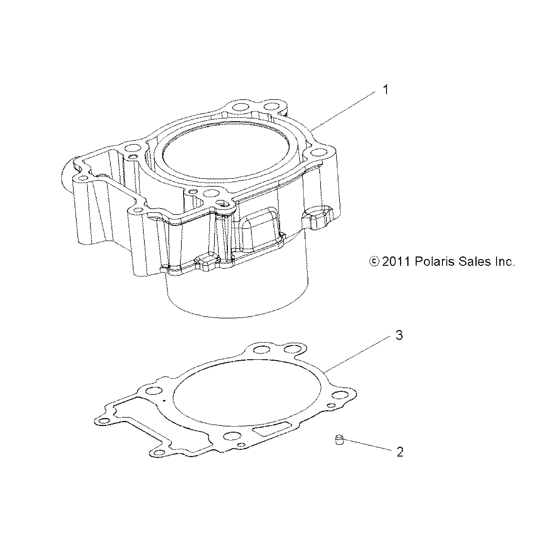 An Image of a Genuine Polaris Parts Schematic Diagram showing the schematic - ENGINE: CYLINDER - 2016 POLARIS SPORTSMAN 450 HO