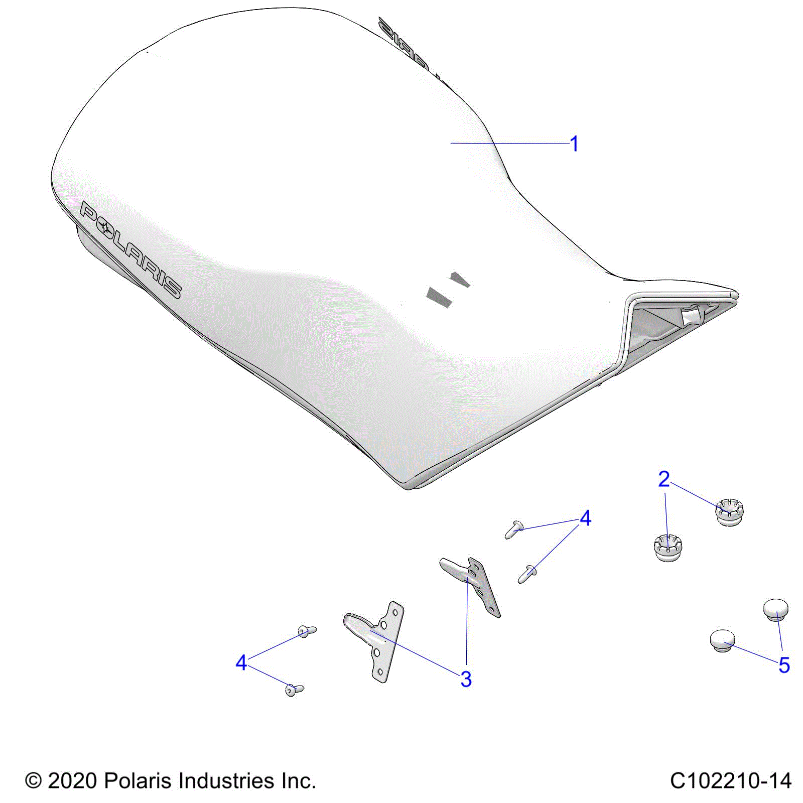 An Image of a Genuine Polaris Parts Schematic Diagram showing the schematic - BODY: SEAT - 2023 POLARIS SPORTSMAN XP 1000 HIGH LIFTER