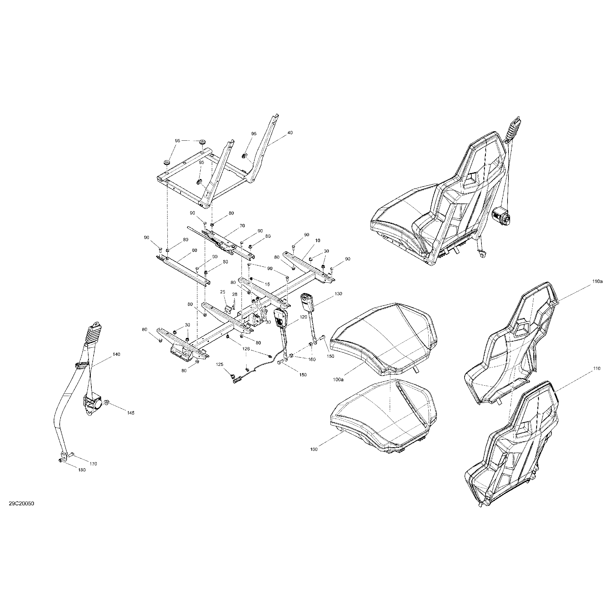 An Image of a Genuine Can-Am Parts Schematic Diagram showing the schematic - SEAT