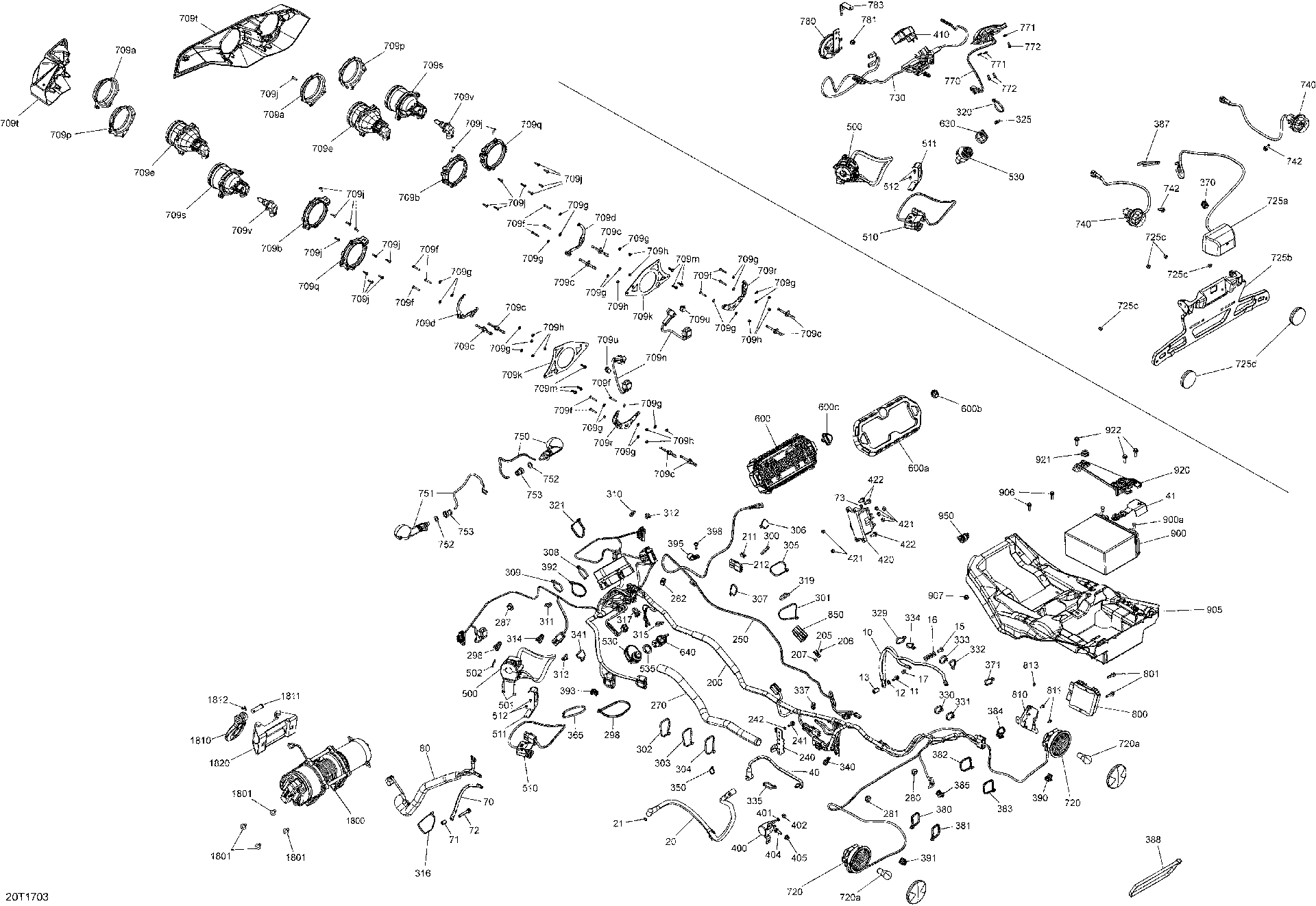 An Image of a Genuine Can-Am Parts Schematic Diagram showing the schematic - ELECTRICAL SYSTEM - ALL MODELS