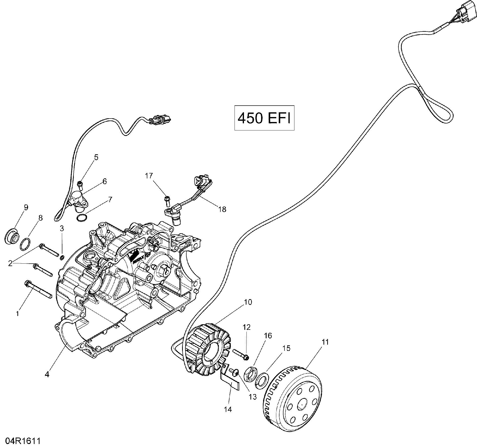 An Image of a Genuine Can-Am Parts Schematic Diagram showing the schematic - MAGNETO - 450 EFI