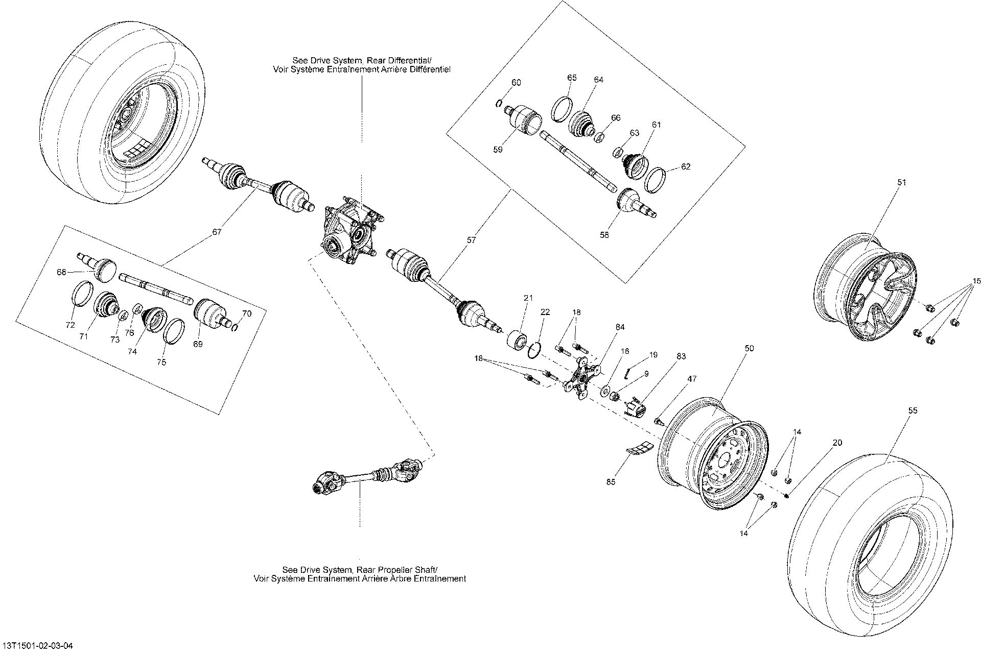 An Image of a Genuine Can-Am Parts Schematic Diagram showing the schematic - DRIVE SYSTEM REAR _13T1502