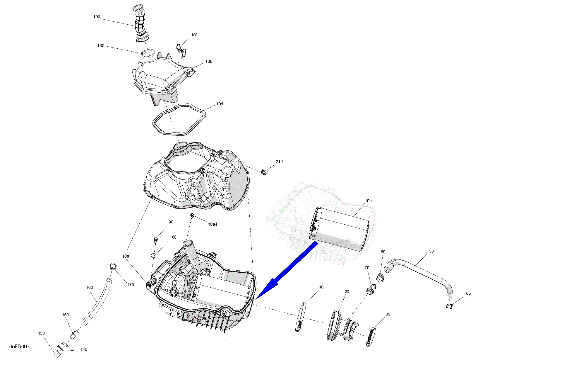 An Image of a Genuine Can-Am Parts Schematic Diagram showing the schematic - ENGINE - AIR INTAKE