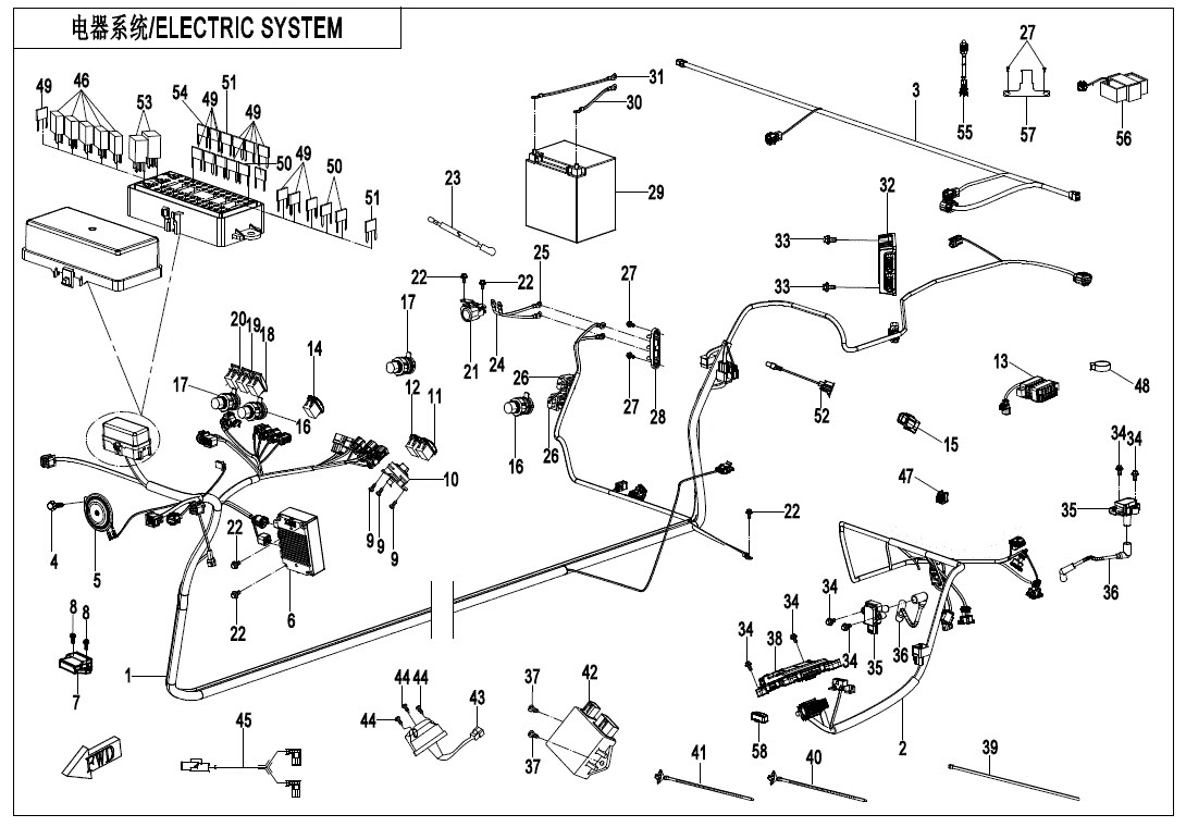 A detailed diagram of the Usb Outlet (Replaces 6Wwv-150600-5000-10) by CF Moto, with numbered OEM parts, wires, and connectors labeled in English and Chinese—each component illustrated and indexed for reference at Witchdoctors.com.