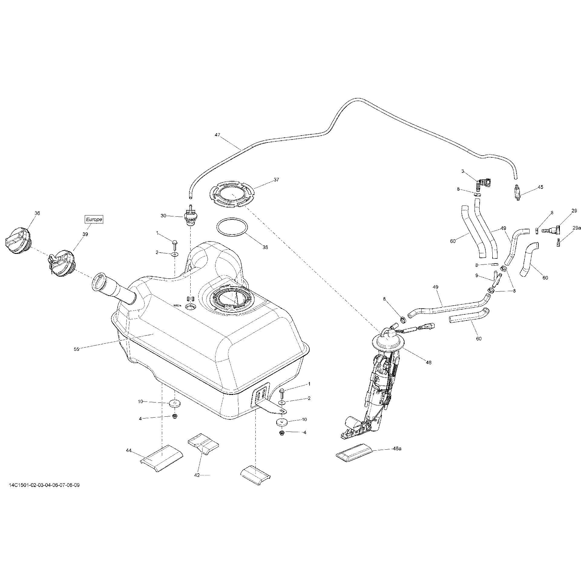 An Image of a Genuine Can-Am Parts Schematic Diagram showing the schematic - FUEL SYSTEM _14C1503