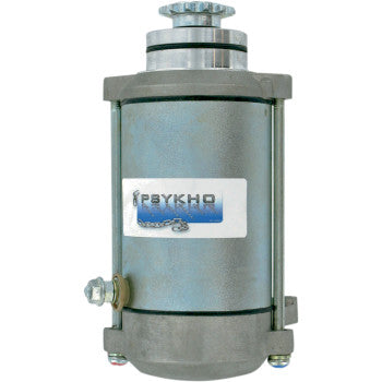 The Kawasaki Starter by Psykho is a cylindrical metal motor/actuator for OEM replacement or starters, with a sprocket on top, side bolts, and a blue-and-white label showing the brand in Cyrillic text.