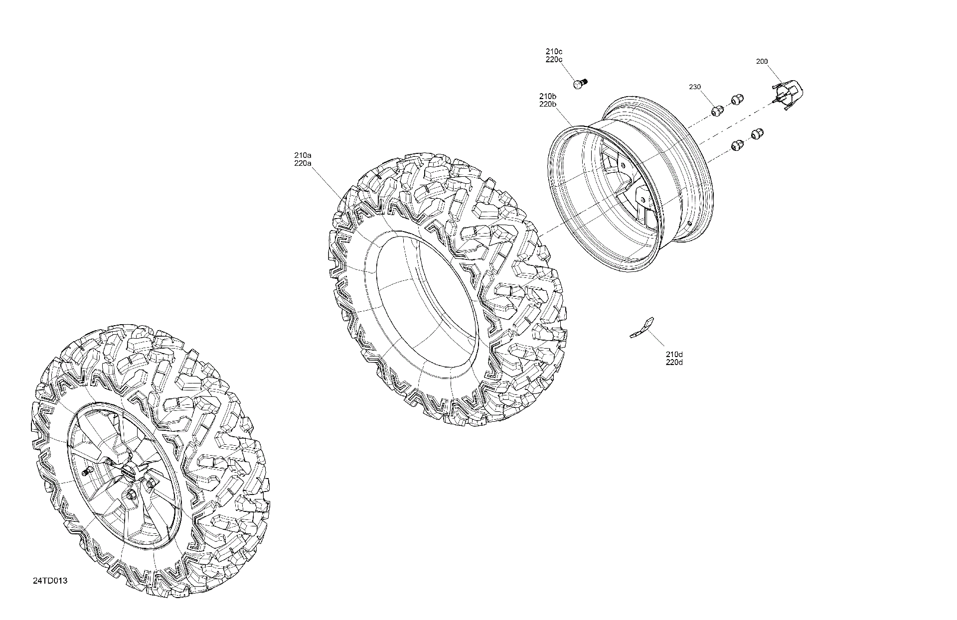 An Image of a Genuine Can-Am Parts Schematic Diagram showing the schematic - DRIVE - FRONT WHEELS
