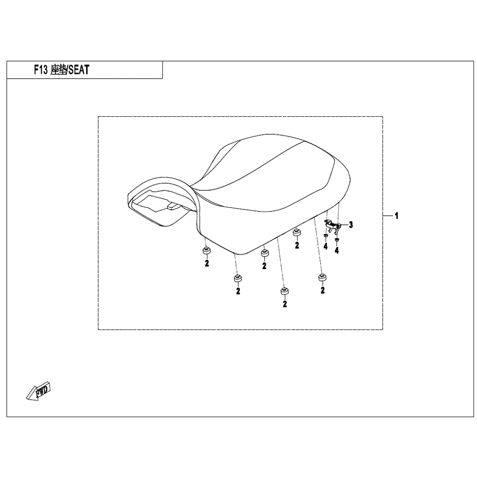 An Image of a genuine CFMOTO Parts Schematic Diagram showing the group - SEAT - 2022 CFMOTO CFORCE 500 S