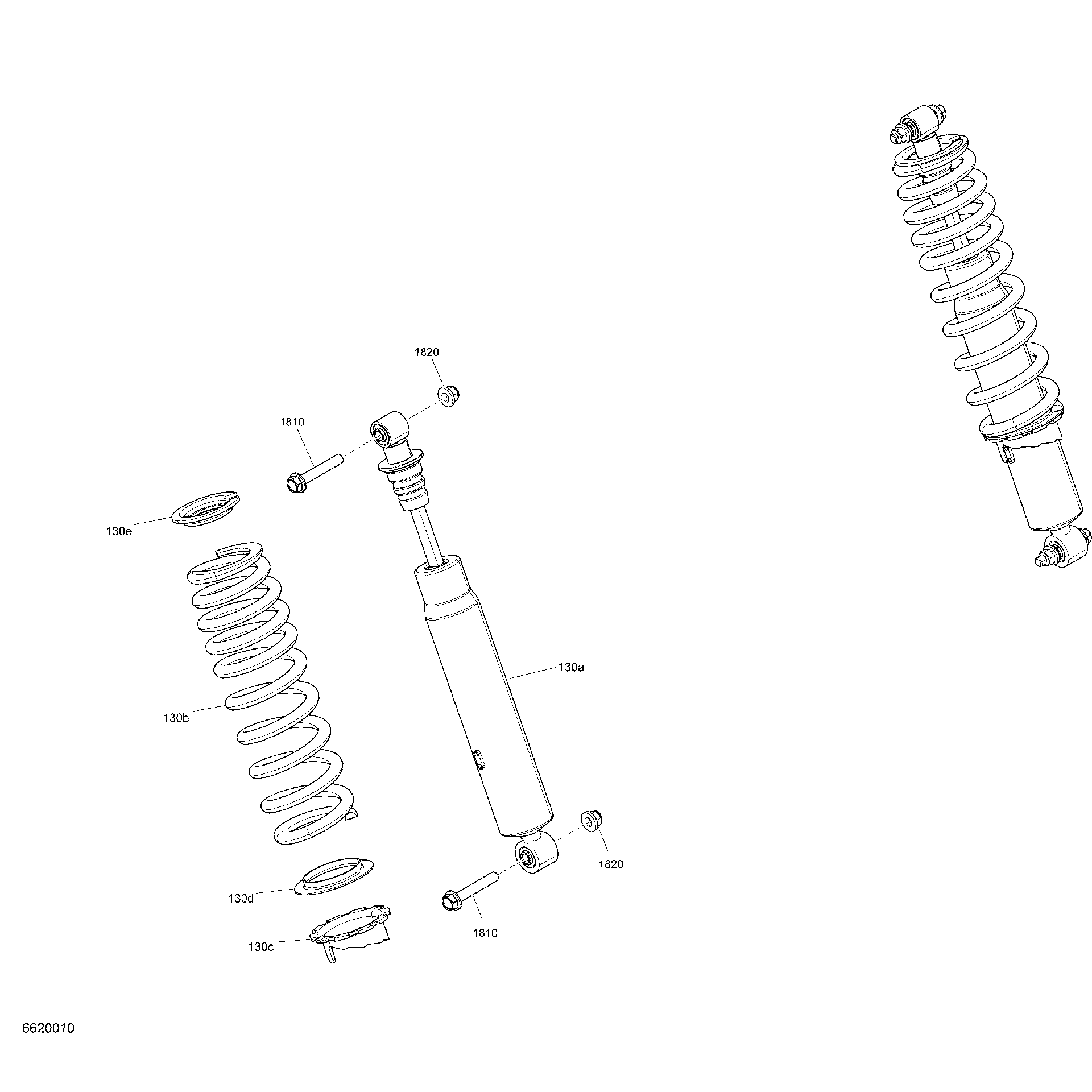 An Image of a Genuine Can-Am Parts Schematic Diagram showing the schematic - REAR SHOCK - DPS