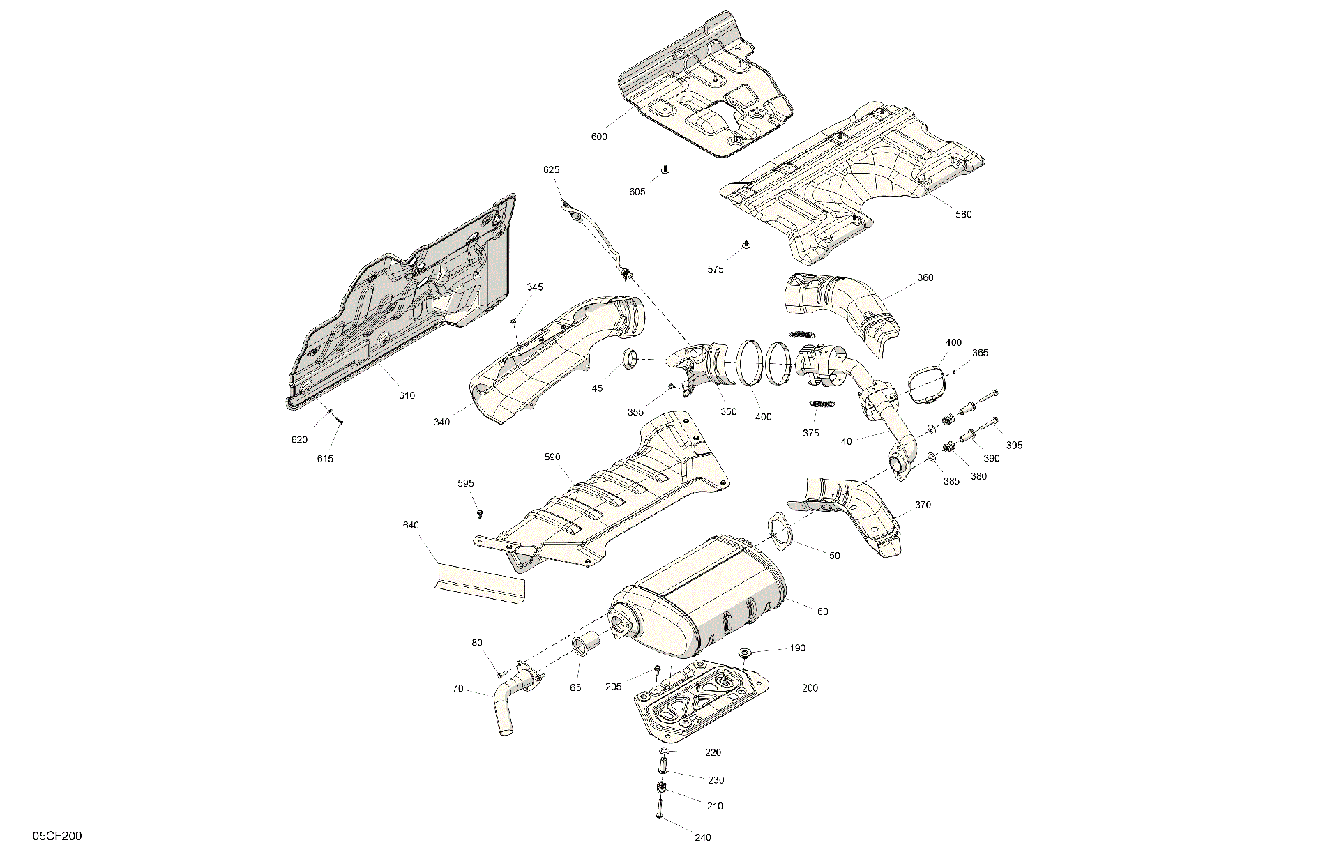 An Image of a Genuine Can-Am Parts Schematic Diagram showing the schematic - ENGINE - EXHAUST