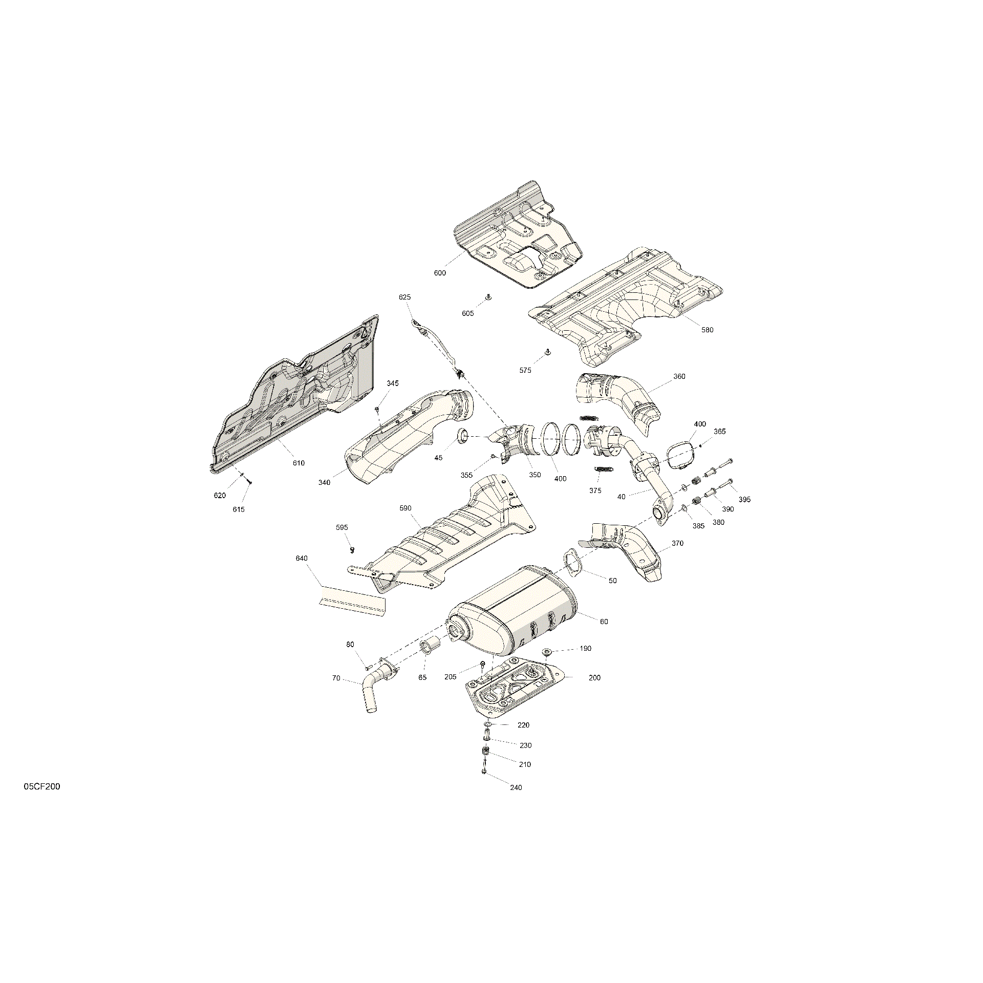 An Image of a Genuine Can-Am Parts Schematic Diagram showing the schematic - ENGINE - EXHAUST
