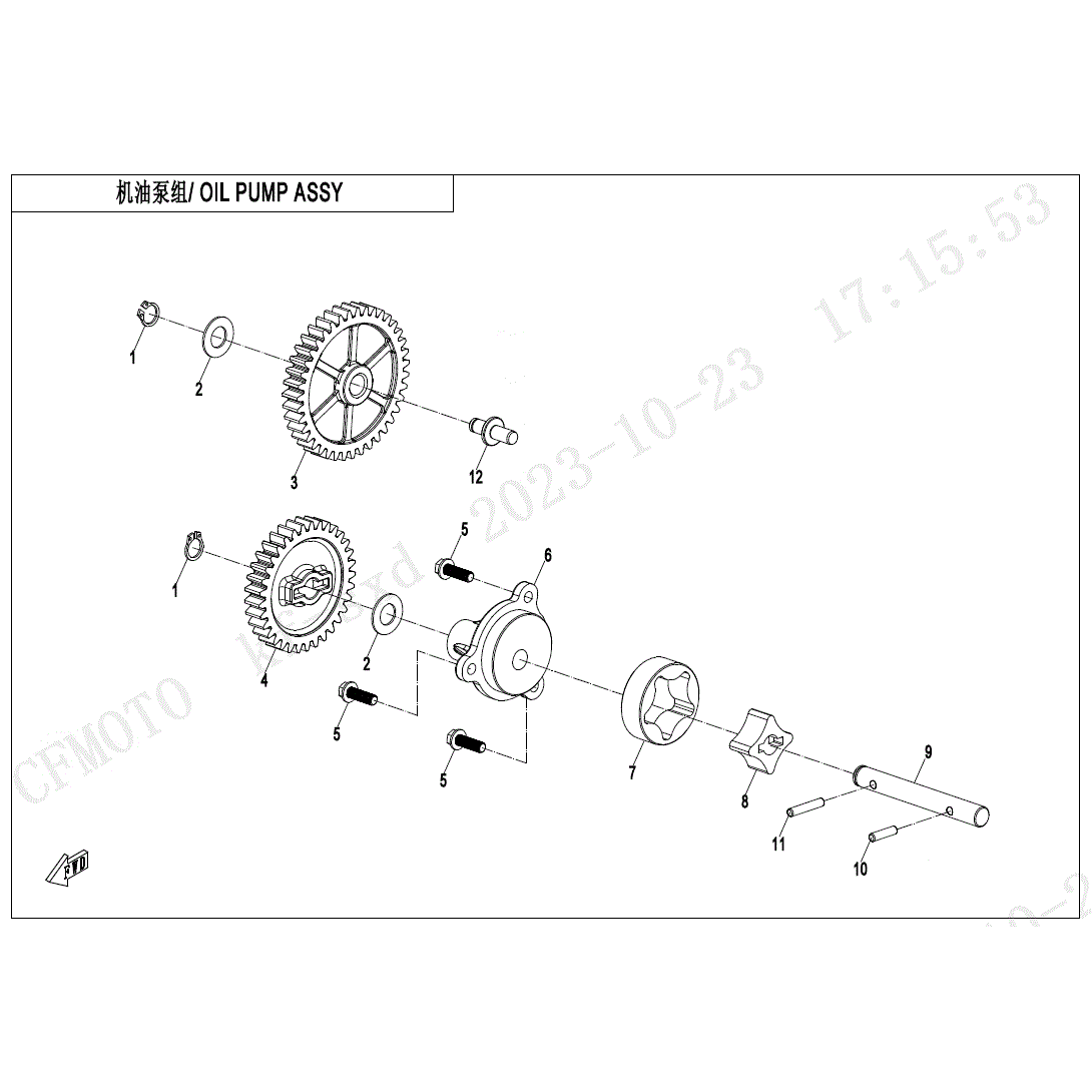 An Image of a genuine CFMOTO Parts Schematic Diagram showing the group - OIL PUMP ASSY - 2025 CFMOTO CFORCE 1000 OVERLAND