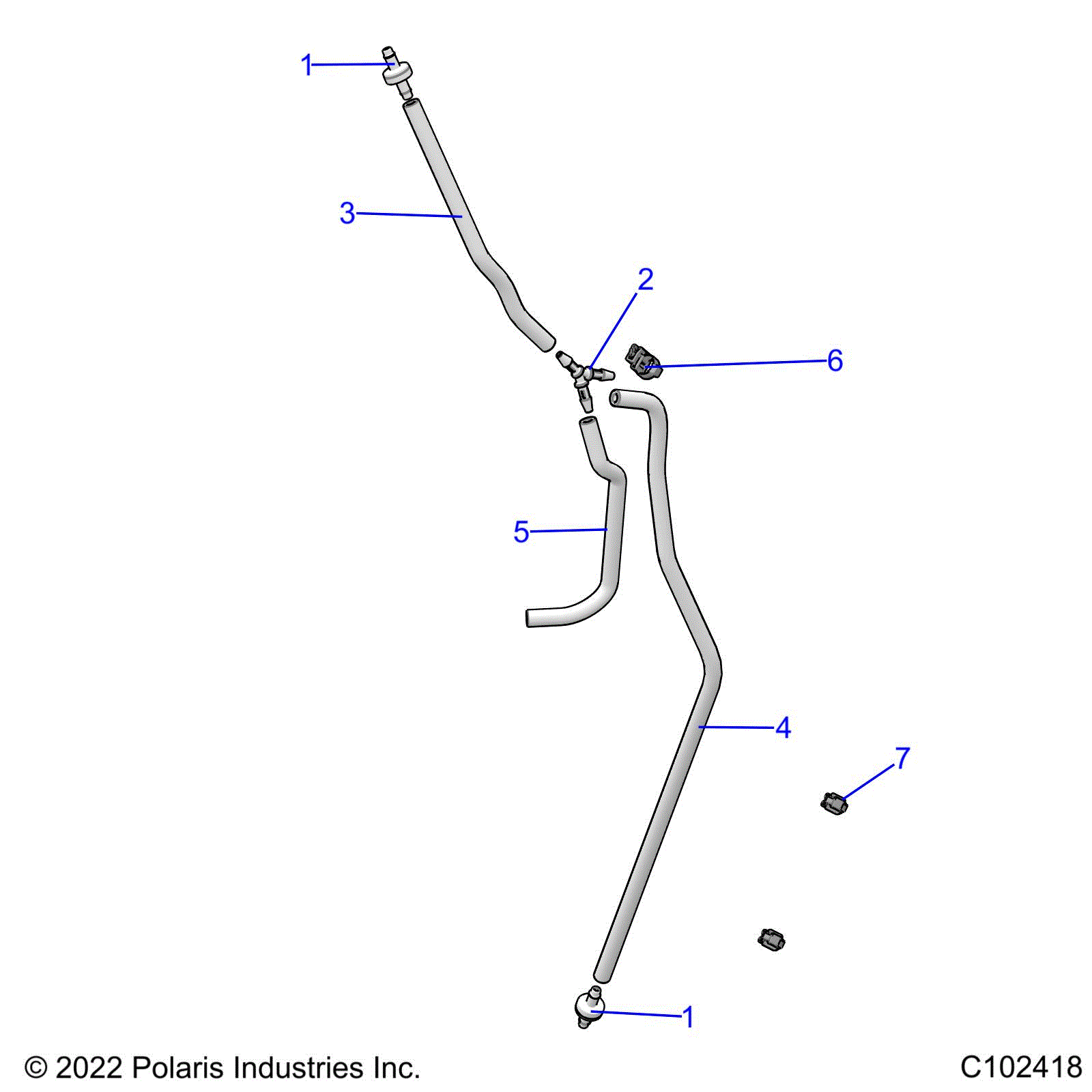 An Image of a Genuine Polaris Parts Schematic Diagram showing the schematic - FUEL SYSTEM: FUEL TANK VENTING - 2026 POLARIS SPORTSMAN TOURING 850 48"