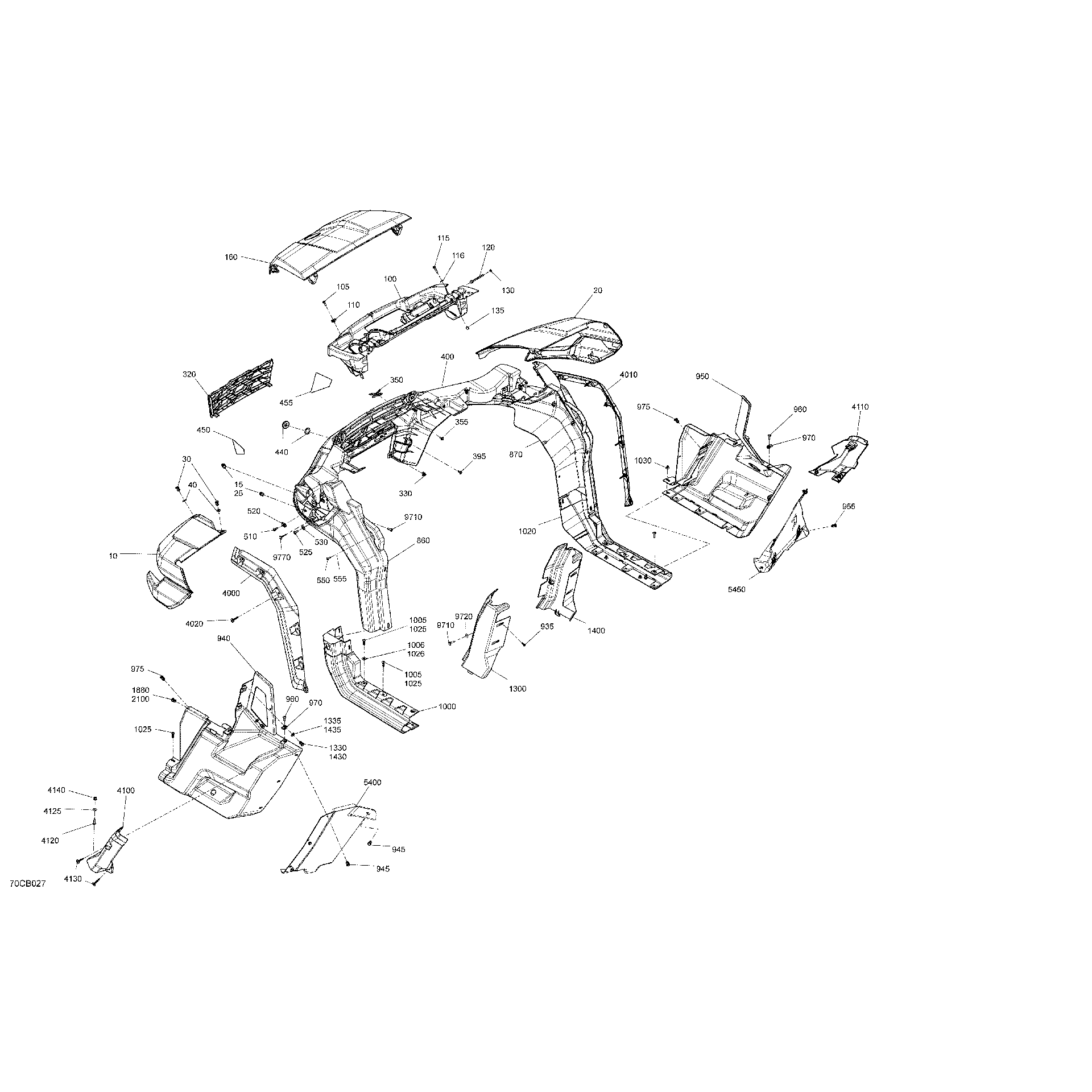 An Image of a Genuine Can-Am Parts Schematic Diagram showing the schematic - BODY - SYSTEM