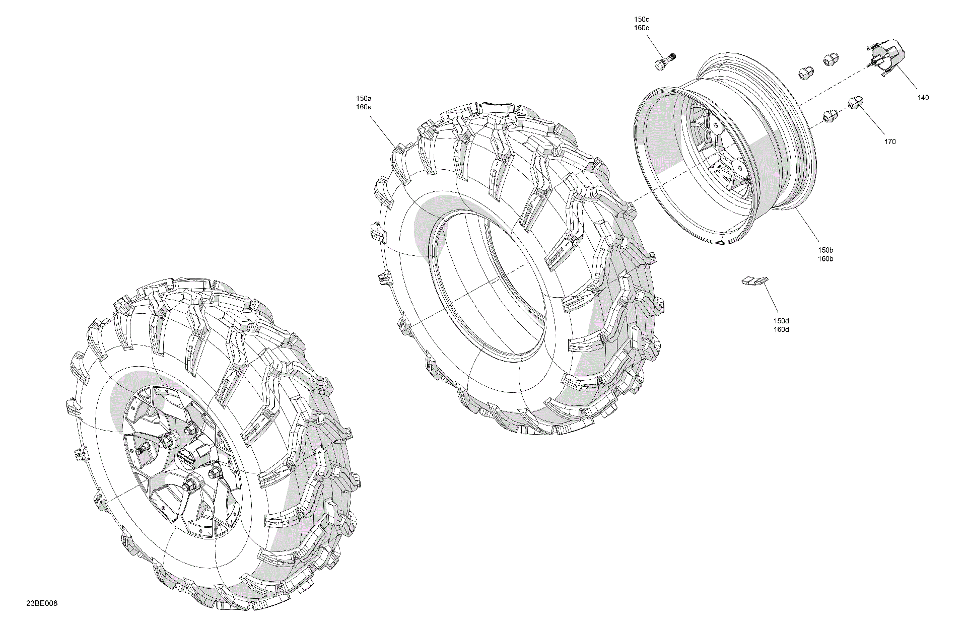 An Image of a Genuine Can-Am Parts Schematic Diagram showing the schematic - DRIVE - REAR WHEELS
