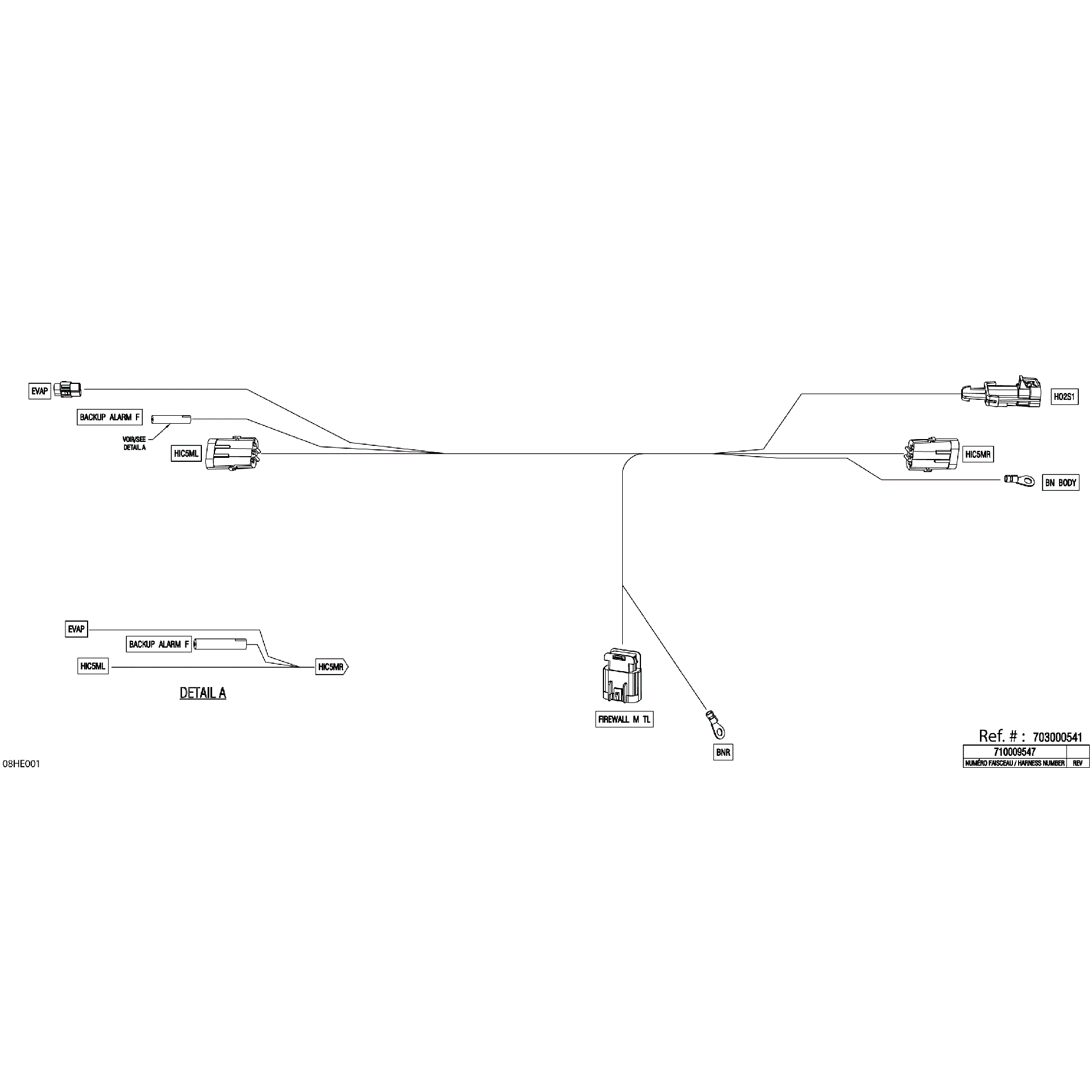 An Image of a Genuine Can-Am Parts Schematic Diagram showing the schematic - ELECTRIC - JUNCTION WIRING HARNESS - 710009547