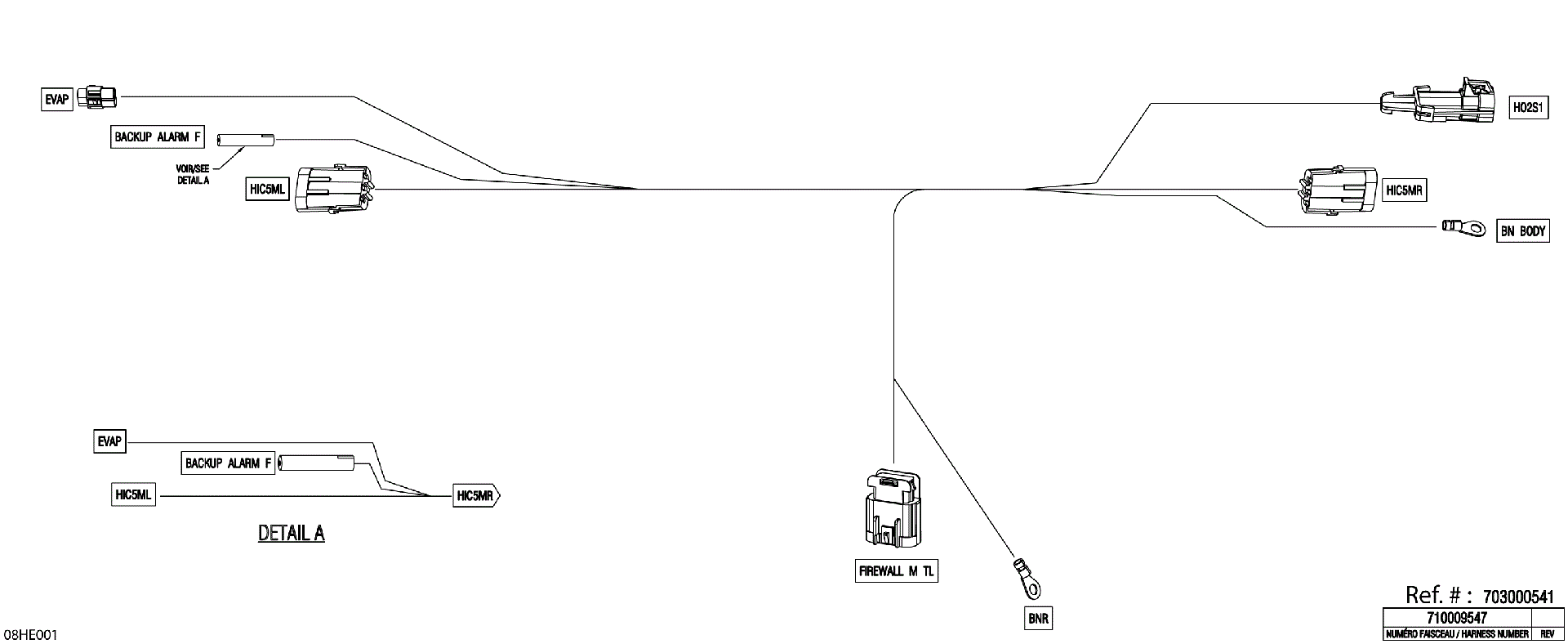 An Image of a Genuine Can-Am Parts Schematic Diagram showing the schematic - ELECTRIC - JUNCTION WIRING HARNESS - 710009547