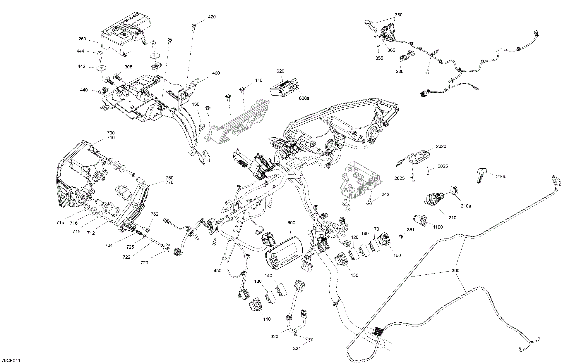 An Image of a Genuine Can-Am Parts Schematic Diagram showing the schematic - ELECTRIC - FRONT SECTION