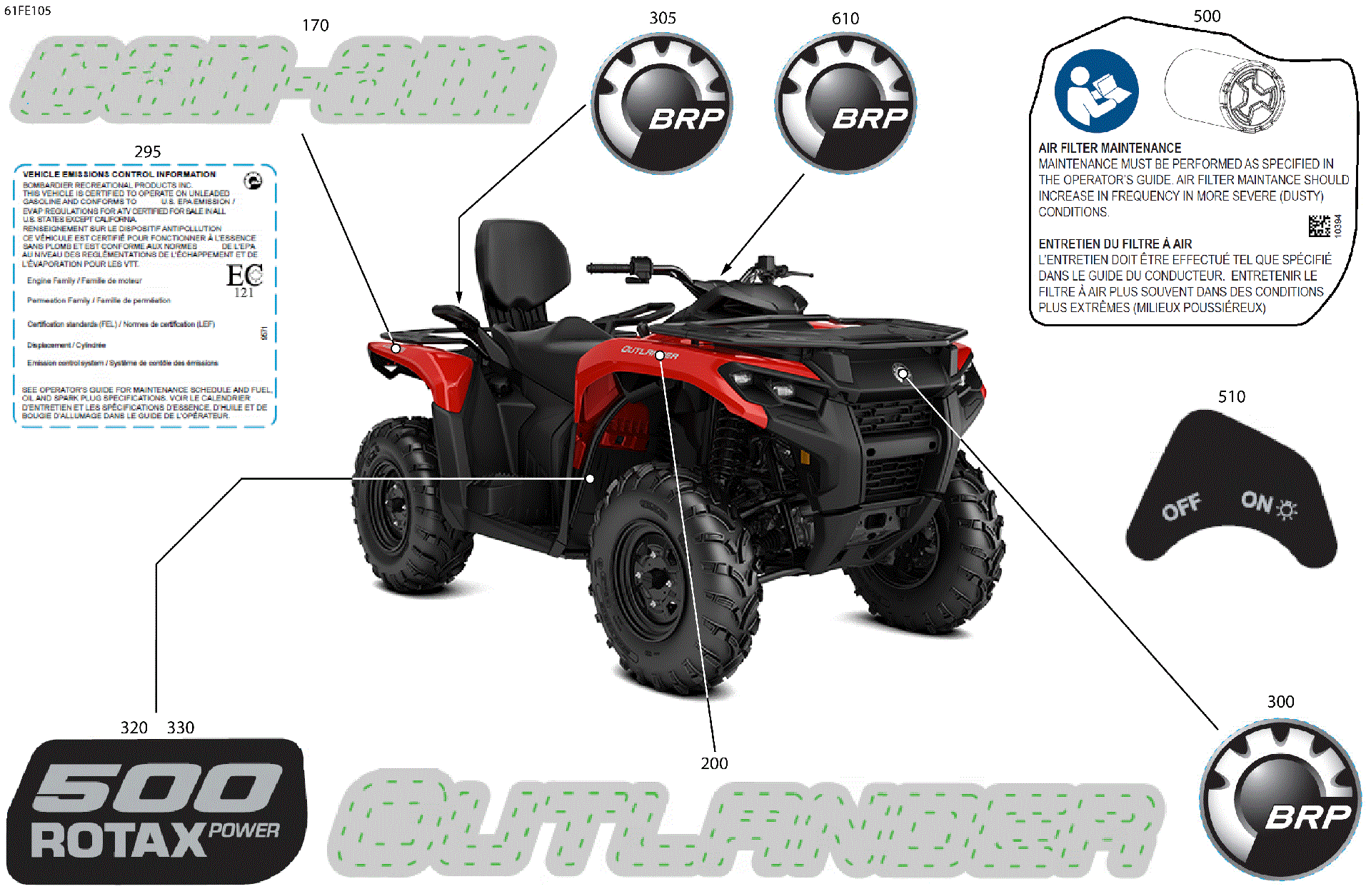 An Image of a Genuine Can-Am Parts Schematic Diagram showing the schematic - BODY - FEATURE DECALS
